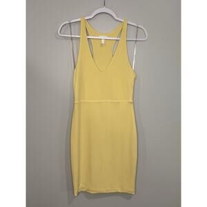 Leith Jersey Knit Bodycon Racerback Tank Dress Yellow Small